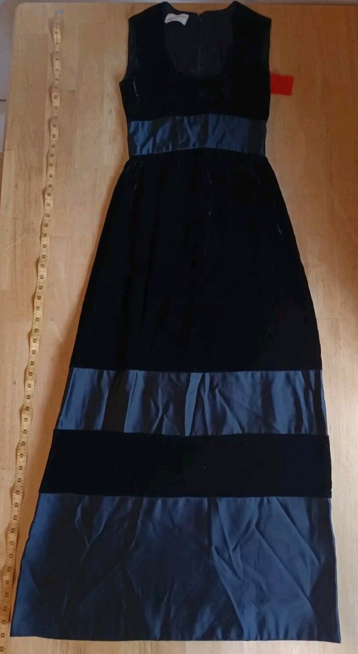 Saks Fifth Avenue Vintage Black Velvet Satin Dress 1960s 1970s